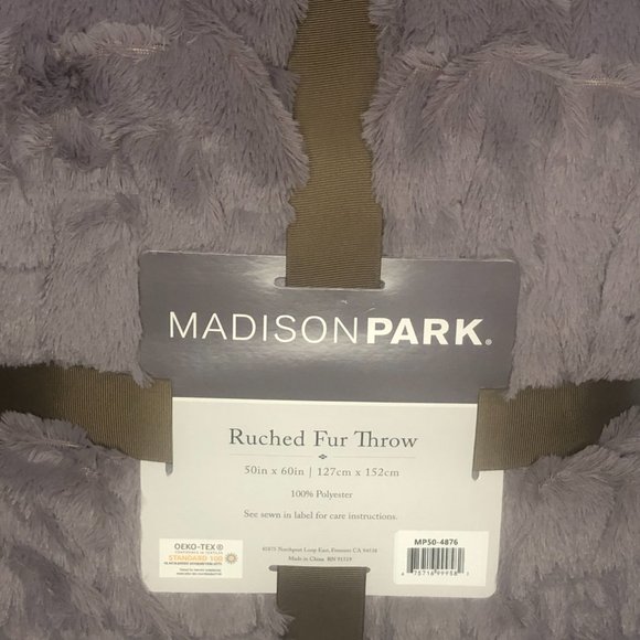 Madison Park LAVENDER Ultra Soft Ruched Faux Fur Throw Blanket 50x60" New - Picture 4 of 7